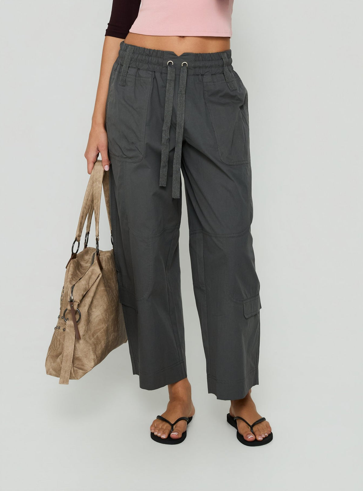 Crafted from Fever Cargo Pant Charcoal womens-regular-pants with high-rise detail Princess Polly