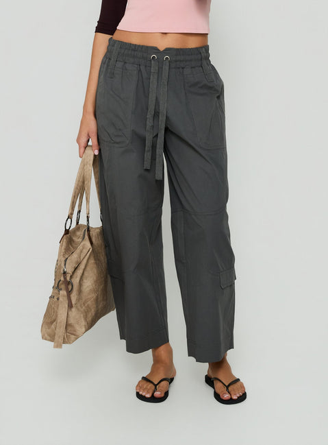Crafted from Fever Cargo Pant Charcoal womens-regular-pants with high-rise detail Princess Polly