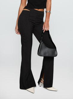 side view of model wearing Princess Polly Amaretti Pants Black High Rise Pants Pants 