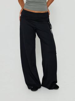 Featuring the Daily Define Ruched Tie Side Pants Black Tall womens-regular-pants with high-rise product