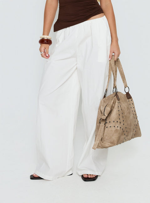 back view of model wearing Princess Polly Lunea Concealed Waistband Pants White Low Rise Pants Pants 
