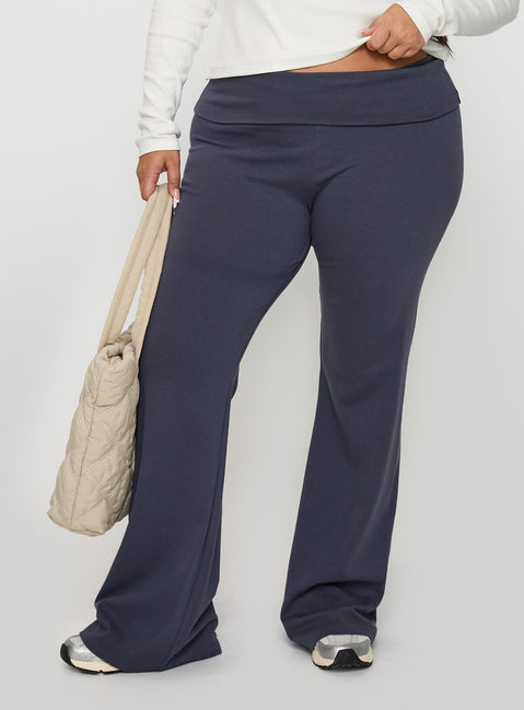 side view of model wearing Princess Polly Movement Yoga Pant Blue Curve Pants 