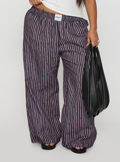side view of model wearing Princess Polly Beach House Pants Multi Curve High Rise Pants Pants 