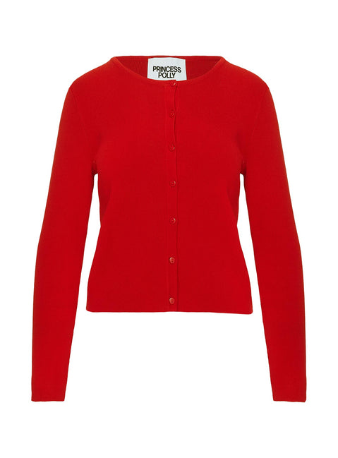 Presenting the Old Burlington Knit Cardigan Red womens-jumpers in short length product Princess Polly