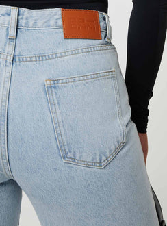 product Princess Polly High Waisted  Arlington Straight Leg Denim Jeans Light Wash