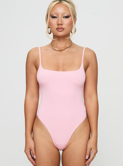 front view of model wearing Princess Polly Sweet Life Bodysuit Pink Sleeveless Bodysuit 