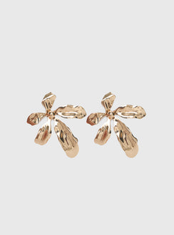 Love Is Free Flower Earrings Gold