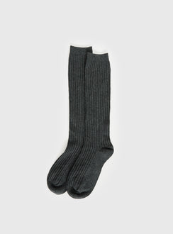 Nayara Ribbed Socks Dark Grey Marle