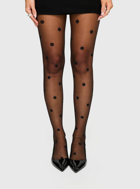 Morgynne Sheer Tights Black Polka