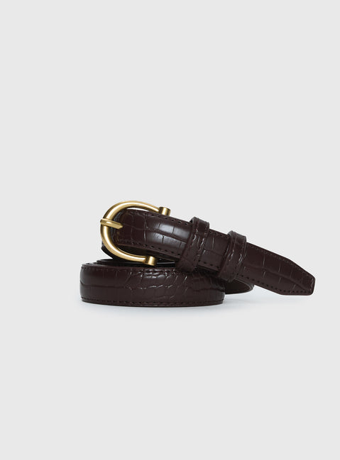 Top Tier Textured Belt Chocolate / Gold