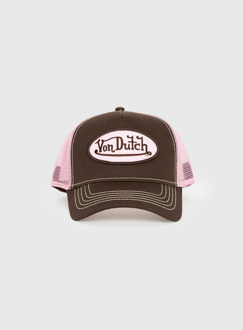 Von Dutch Staple Trucker Hat Brown / Pink