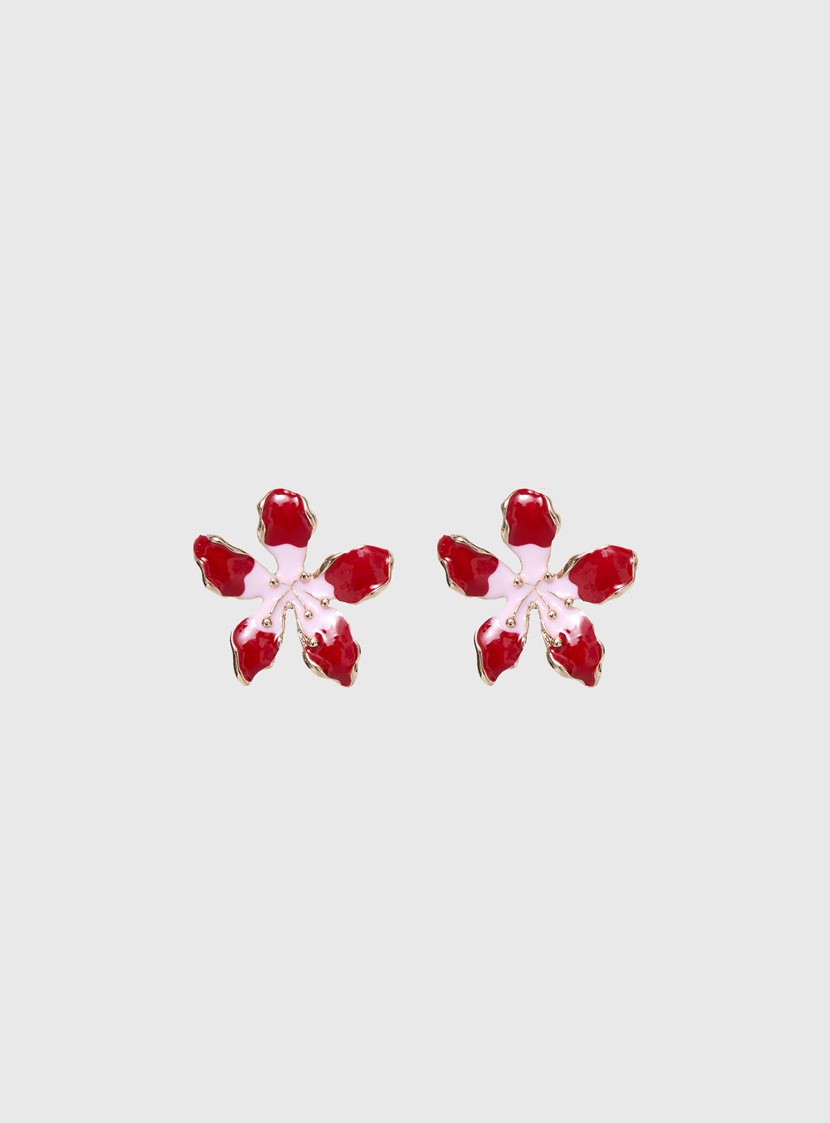 Ysabelle Flower Earrings Pink / Red