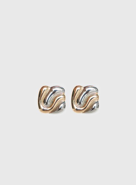 Heavenly Dream Square Earrings Gold / Silver