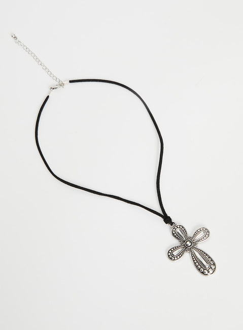 Silver-toned pendant necklace Cord style chain, adjustable length, lobster clasp fastening