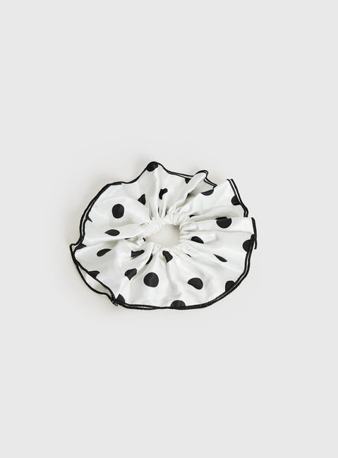 Make My Day Scrunchie White Polka