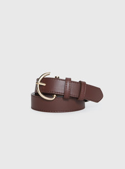 Tavian Faux Leather Belt Brown / Gold