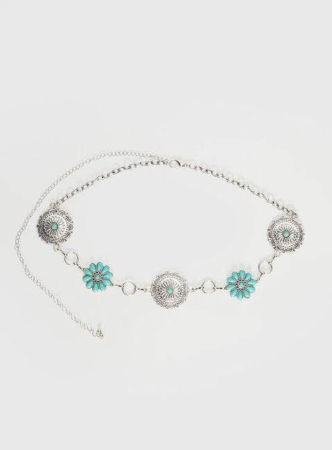 Like A Charm Chain Belt Silver / Blue