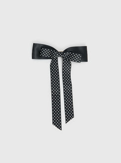 Reflecting Layered Bow Black Polka