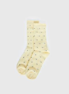 Rosee Ribbed Socks Butter Polka