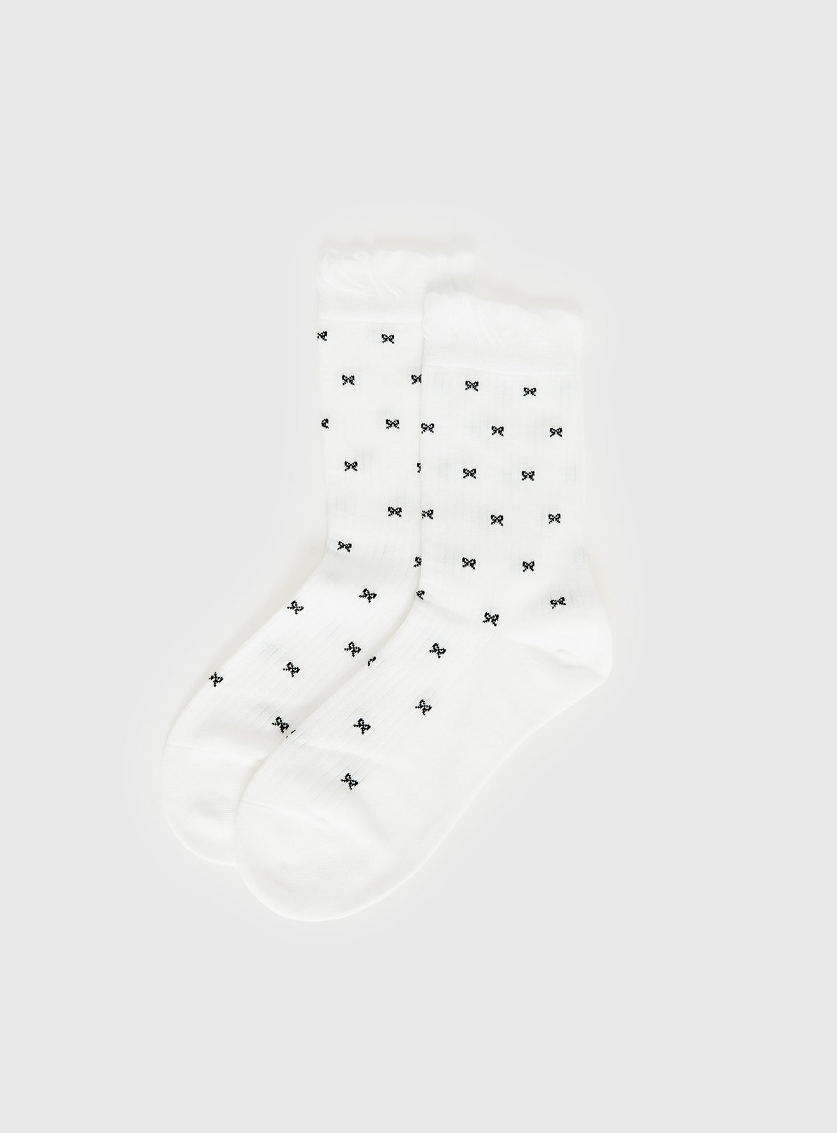 Soffie Frill Detail Bow Socks White