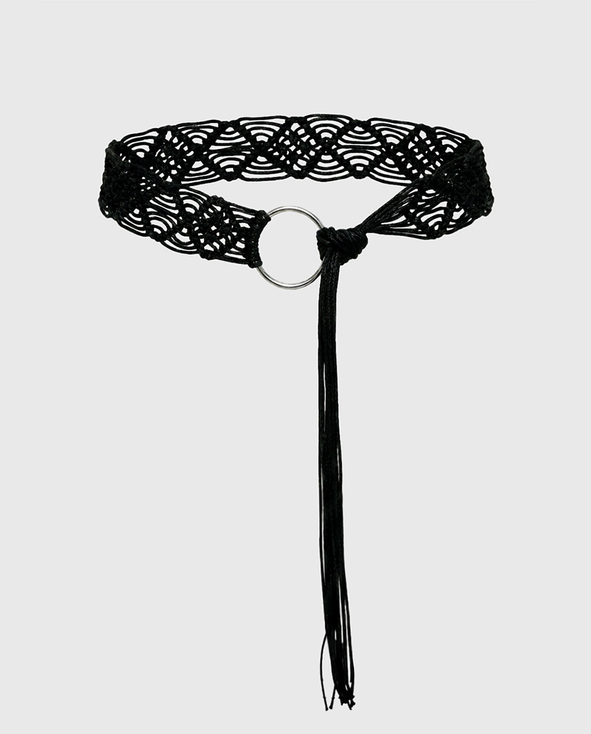 Dayten Ring Detail Crochet Belt Black