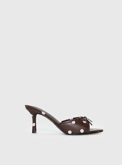 Etiquette Peep Toe Heels Brown / Pink Polka