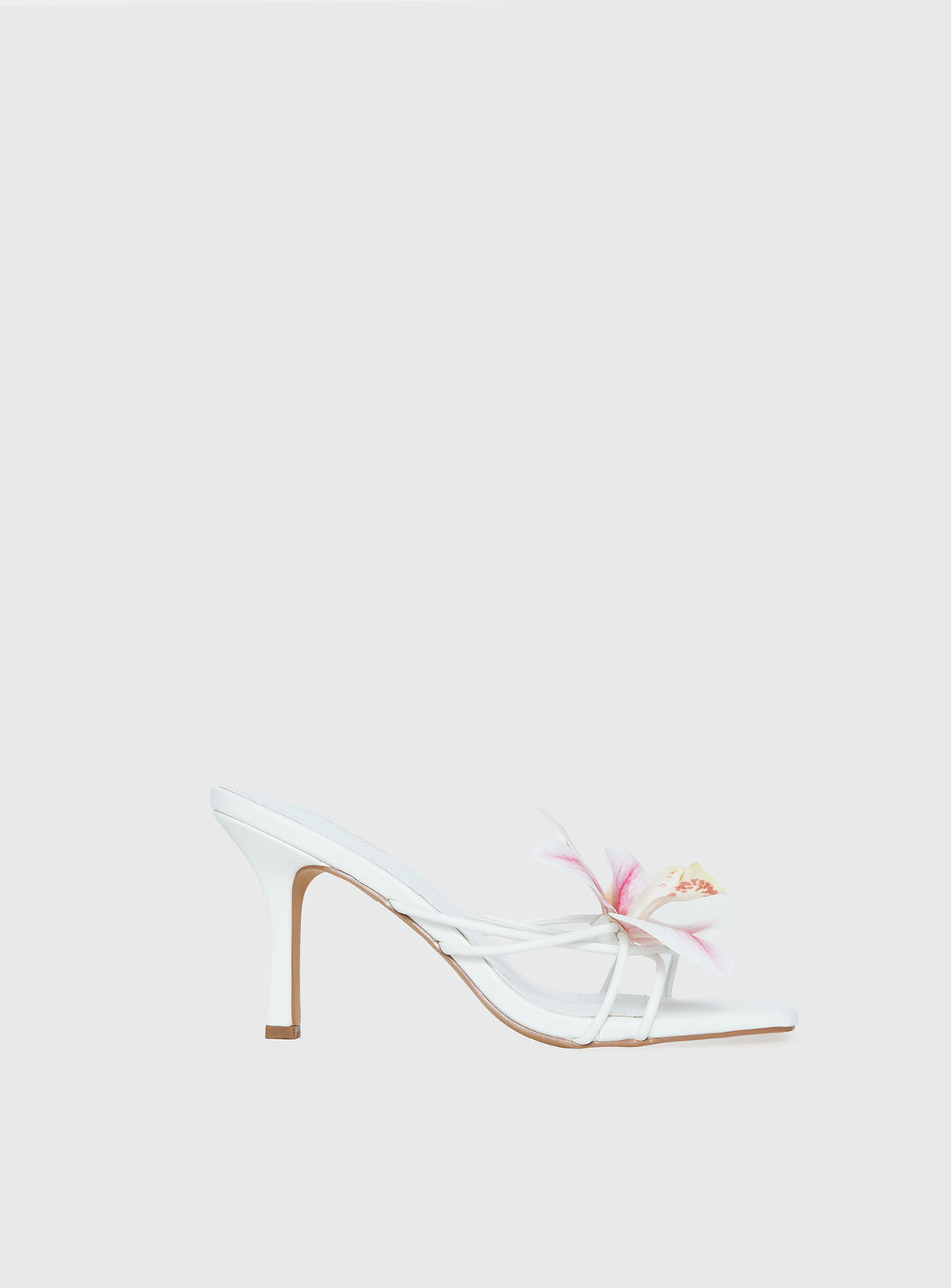 Exotic Etty Floral Detail Heels White