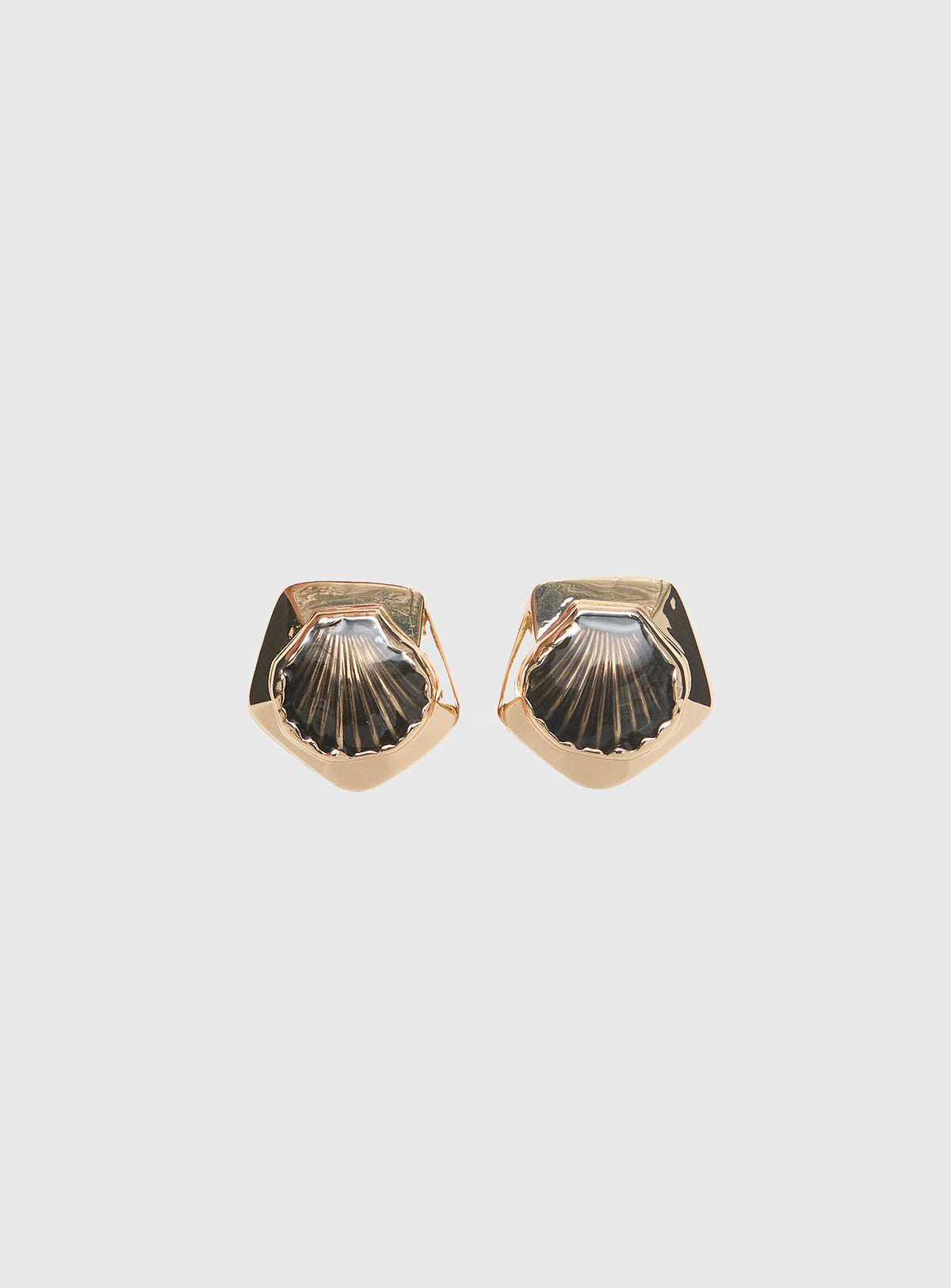 For The Thrill Shell Earrings Gold / Brown