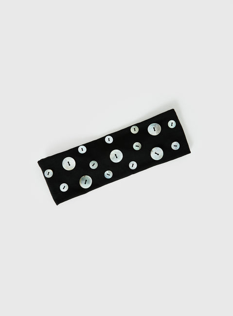 Isalyn Button Headband Black