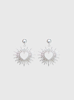Manifest It Heart Earrings Silver