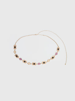 Dulce Vita Gemstone Chain Belt Gold
