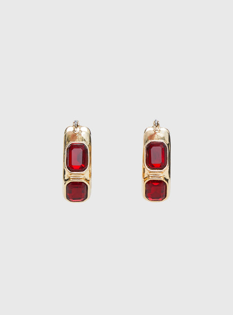 Gabrianna Hoop Earrings Gold / Red