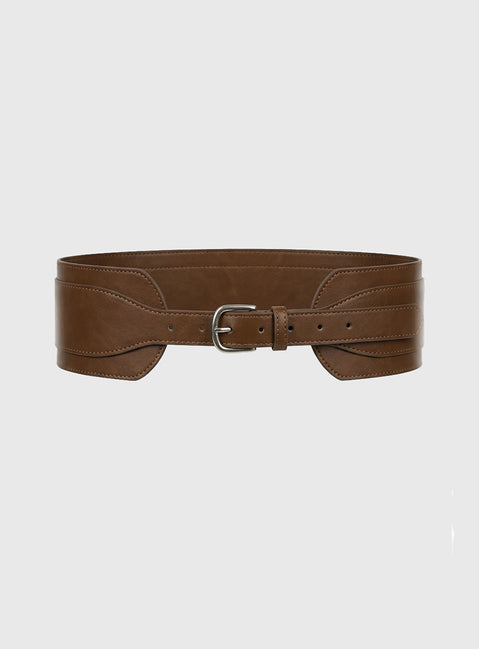 Evanna Faux Leather Belt Brown