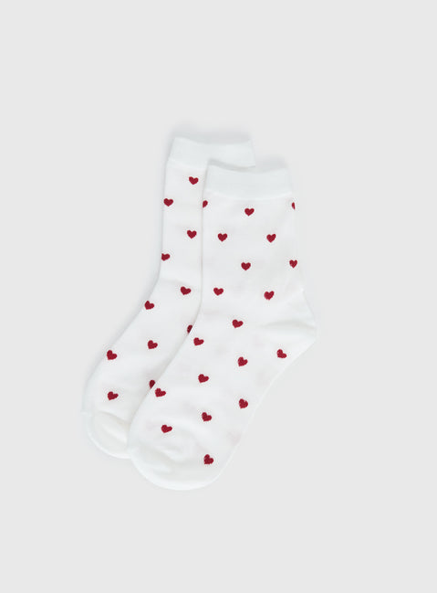 Sweet Heart Socks White / Red