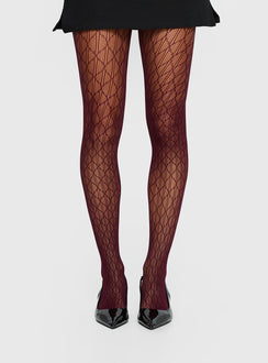 Amelyn Textured Sheer Tights Red