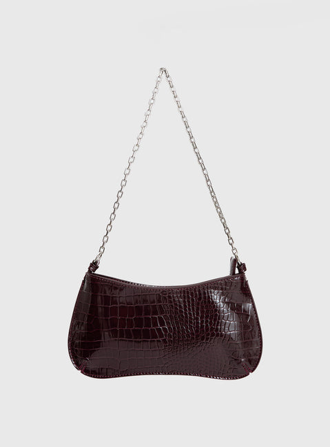 Gwynne Faux Leather Shoulder Bag Cherry Lacquer