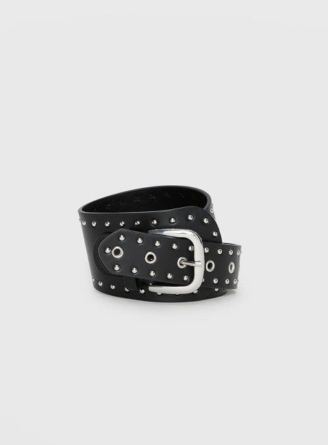 Main Thing Faux Leather Studded Belt Black / Silver