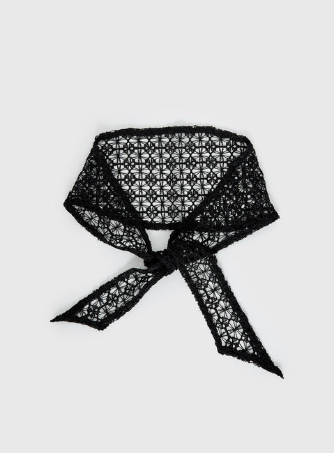 Keighla Crochet Hair Scarf Black