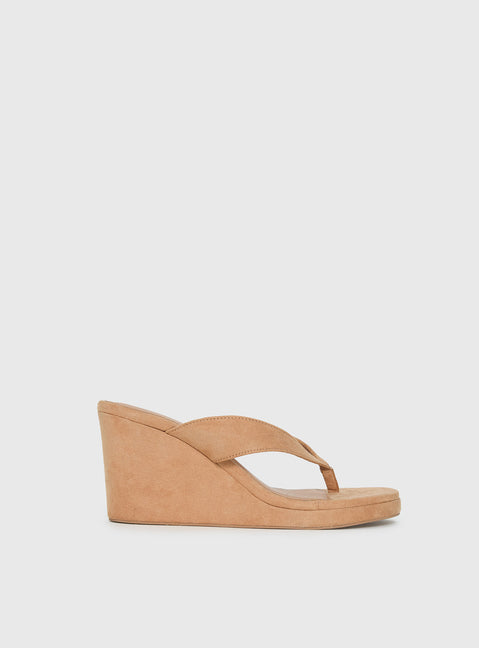 Kamiko Wedged Heels Tan Faux Suede