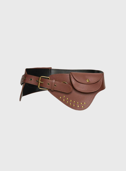 Flourish Faux Leather Belt Brown