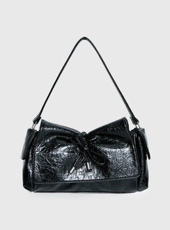 Lay Your Cards Bow Detail Shoulder Bag Black