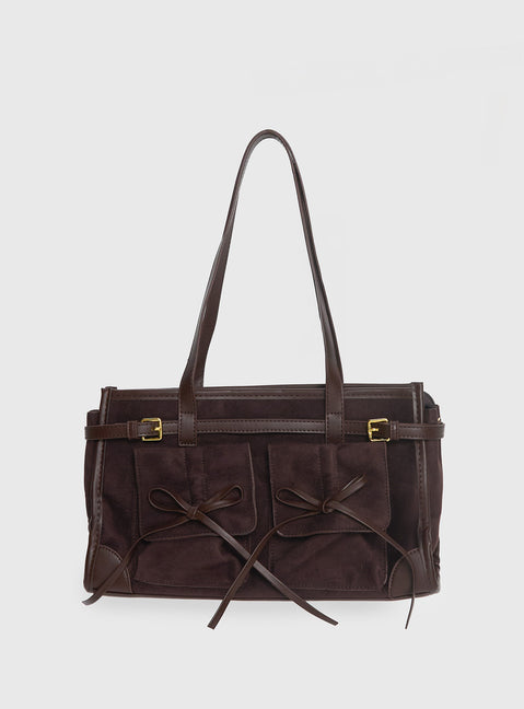 Beaming Bow Detail Shoulder Bag Brown