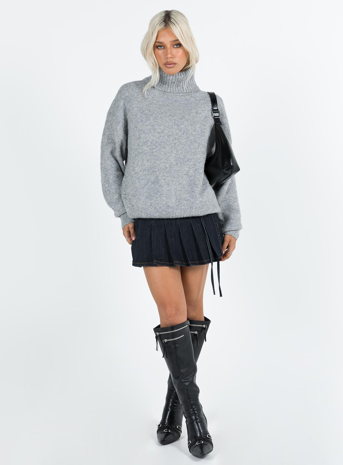 product Oswin Turtleneck Sweater Grey Princess Polly  Long 