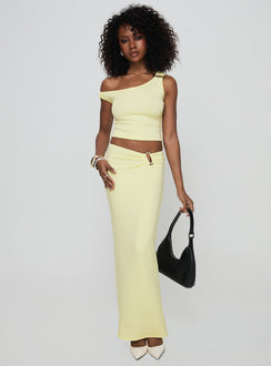   front view of model wearing Princess Polly Whiley Maxi Skirt Cream Maxi Skirts Skirts 