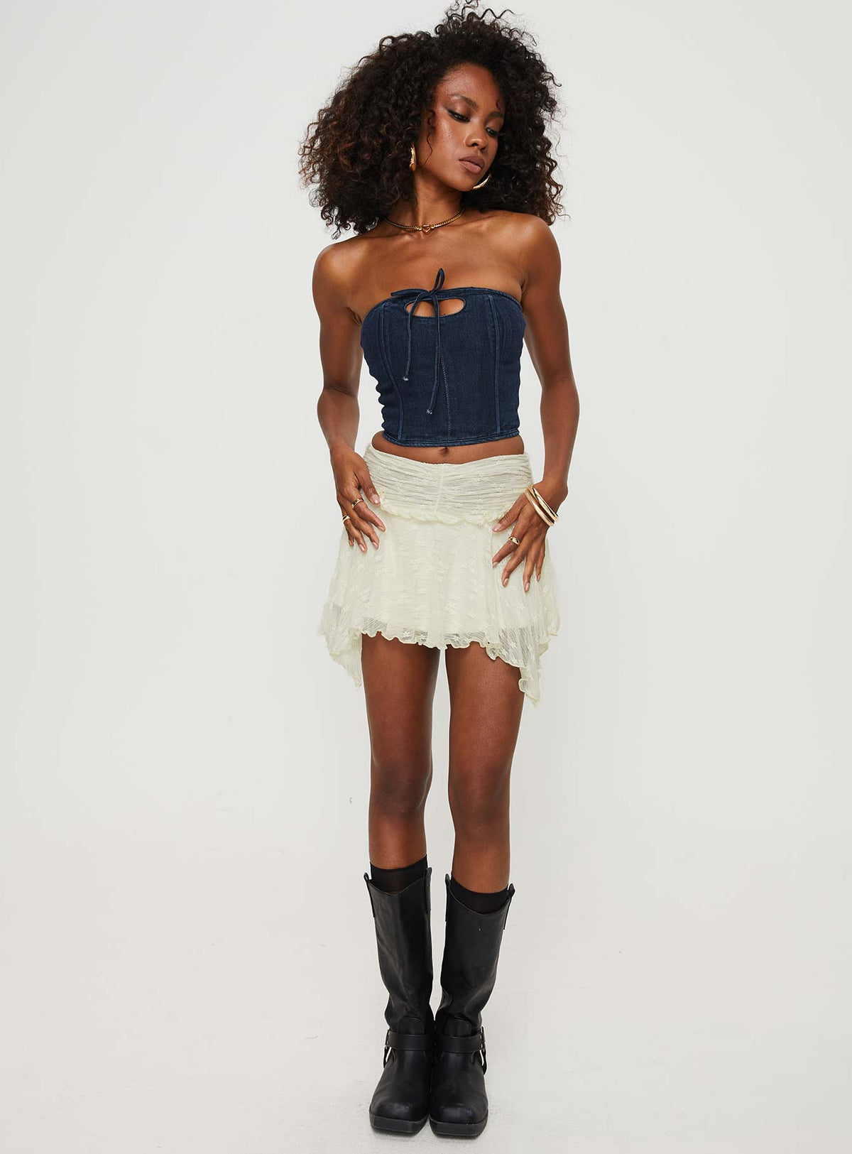 product Ayra Lace Mini Skirt Cream Princess Polly  Mini Skirts 