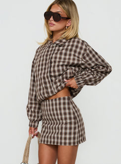 Solenza Mini Skirt Brown Check