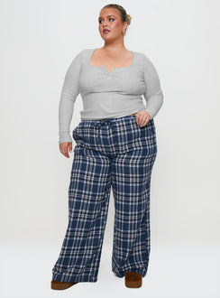 In The Morning Sleep Pant Blue Check Curve