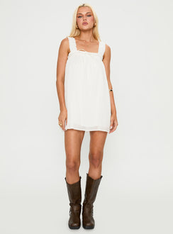 front view of model wearing Princess Polly Cupids Bow Mini Dress White Square Neck 