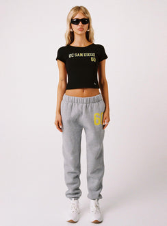 front view of model wearing Princess Polly UCSD Sweatpants Heather Grey High Rise Pants Pants 
