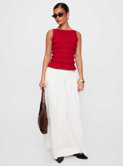   front view of model wearing Princess Polly Felipa Maxi Skirt White Maxi Skirts Skirts 